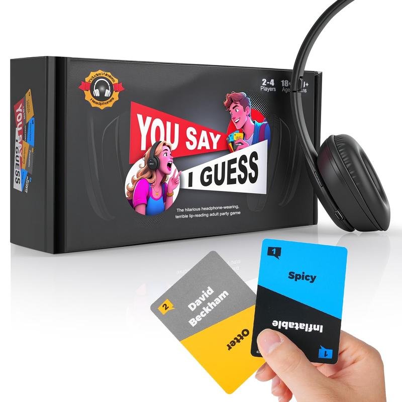 New Lip Reading Party Game - You SAY I Guess: The Headphone Challenge Card Game for Adults, Popular on Platforms with 40,000 Funny Phrase Combos, Engaging Parent-Child Interaction, Game Party Cards, Perfect for 18+ Years Old (2+ Players)